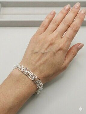 Paperclip Link bracelet In Sterling Silver 3 Row 🆕